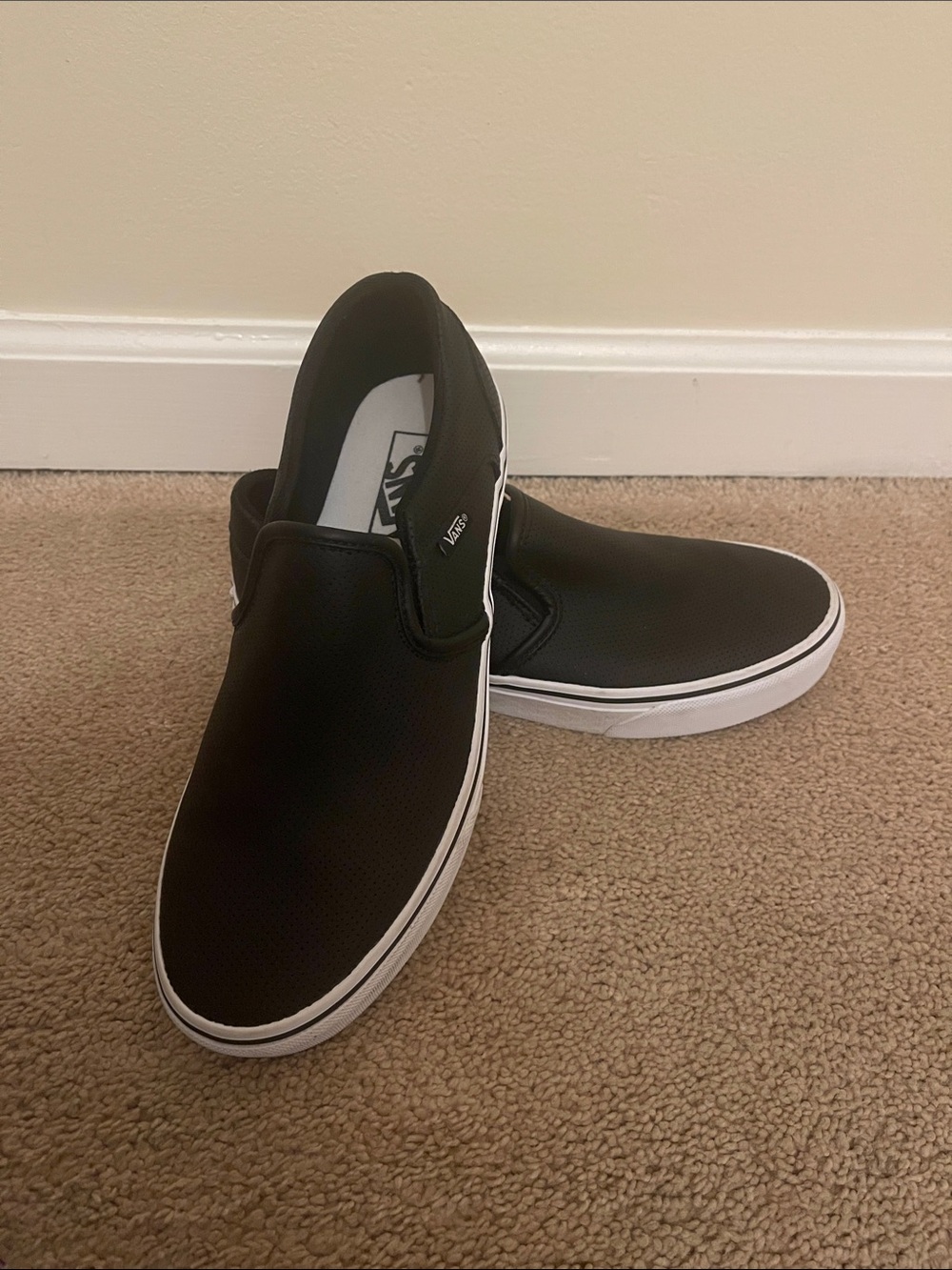 Vans Black Slip-On Loafers with White Sole 9 1/2 Woman’s